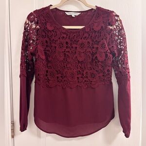 Cleo Burgundy Lace Blouse Size XS
